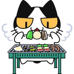 BBQを楽しむ猫